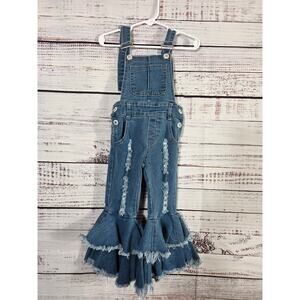 Karolina and Sophia distressed bell bottoms Ruffel hem overalls size 12M
